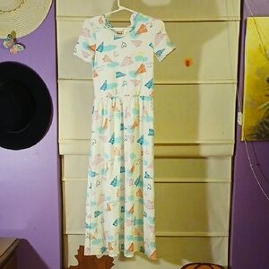 Dot Dot Smile Whimsical Patterned Dress - White, Pink, Blue